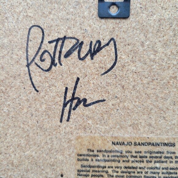 Navajo Sandpainting Wall Art In Wooden Frame Signed 8 x 8 - Picture 5 of 5